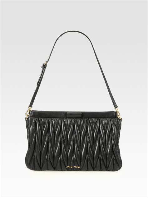 miu miu black matelasse clutch|Black Matelassé Leather Clutch .